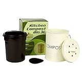 The Relaxed Gardener Kitchen Compost Bin (0.8 Gallon) - Rust Proof and Leak Proof Countertop Compost...