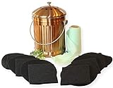 Gardenatomy Kitchen Compost Pail Bin for Countertop - Large Decorative Copper 1.3 Gallon Food Scrap...