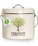 Third Rock Kitchen Compost Bin Countertop – 1.0 Gallon Compost Bucket for Kitchen – Small...